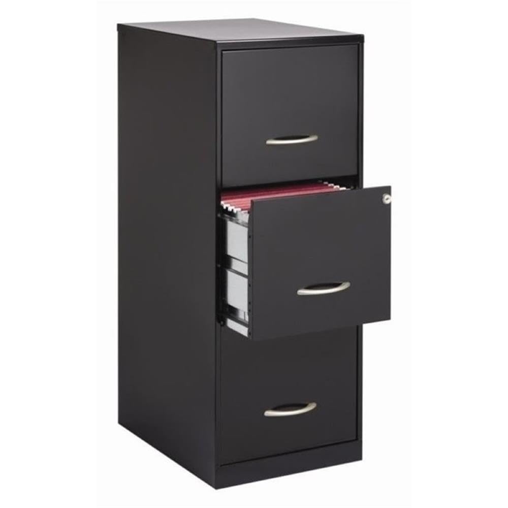 3 Drawer Black Metal Filing Cabinet Y77096