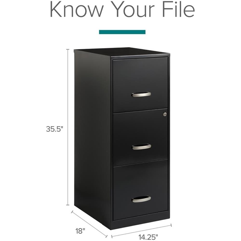 3 Drawer Black Metal Filing Cabinet Y77096