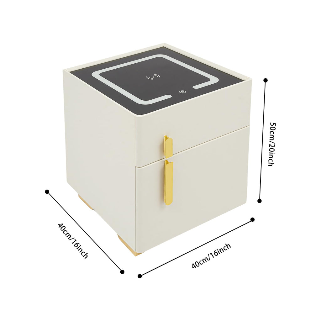Smart Nightstand with Drawer and Safe, Wireless Charging, LED, USB L83628