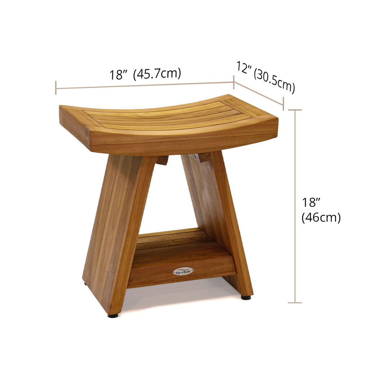 18" Teak Shower Bench with Shelf I649