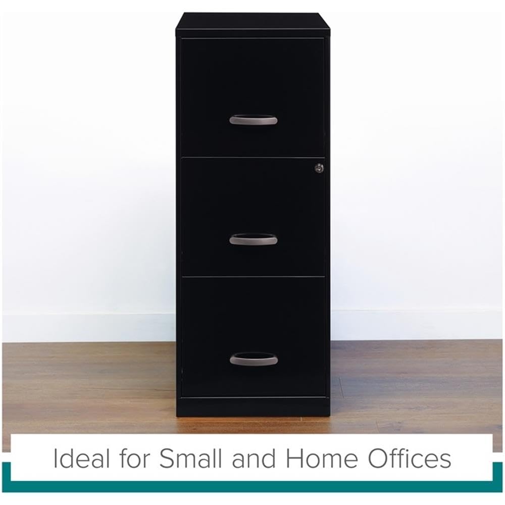 3 Drawer Black Metal Filing Cabinet Y77096