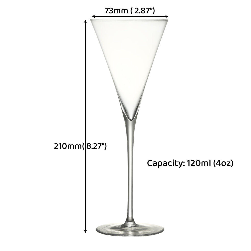 Clear Hand Blown 4 oz Martini Glasses Set of 6 N37774