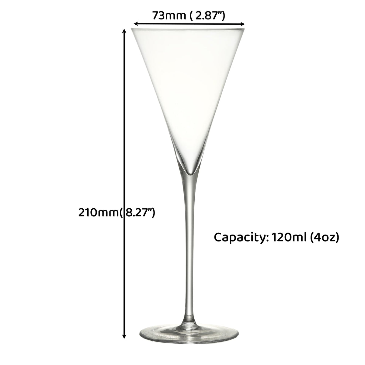 Clear Hand Blown 4 oz Martini Glasses Set of 6 N37774