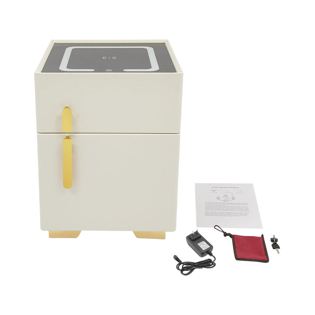 Smart Nightstand with Drawer and Safe, Wireless Charging, LED, USB L83628