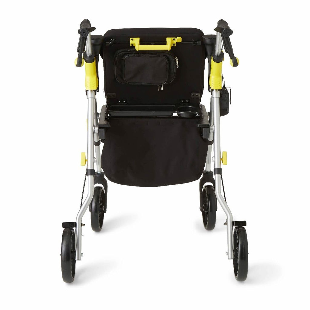 Folding Rolling Walker with Seat, 8-inch Wheels, Silver F4651