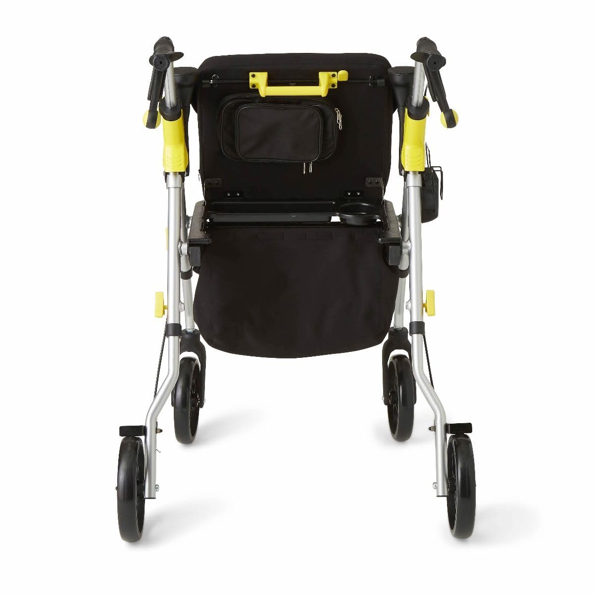 Folding Rolling Walker with Seat, 8-inch Wheels, Silver F4651