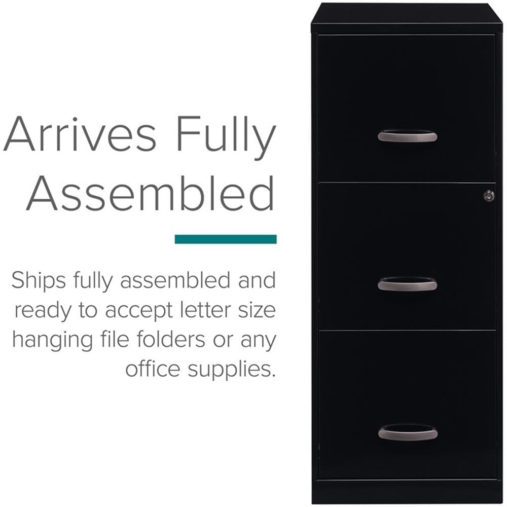 3 Drawer Black Metal Filing Cabinet Y77096