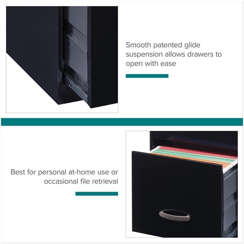 3 Drawer Black Metal Filing Cabinet Y77096