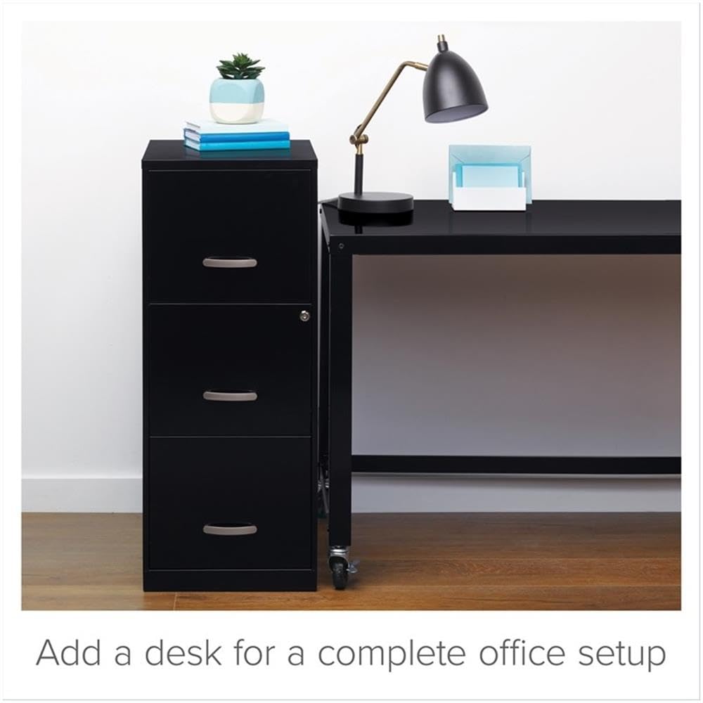 3 Drawer Black Metal Filing Cabinet Y77096