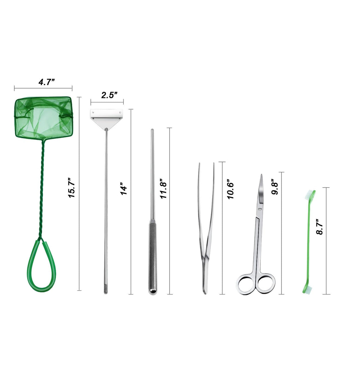 Fish Tank Cleaning Kit with Aquarium Siphon, Fish Net, and Algae Scraper C4993