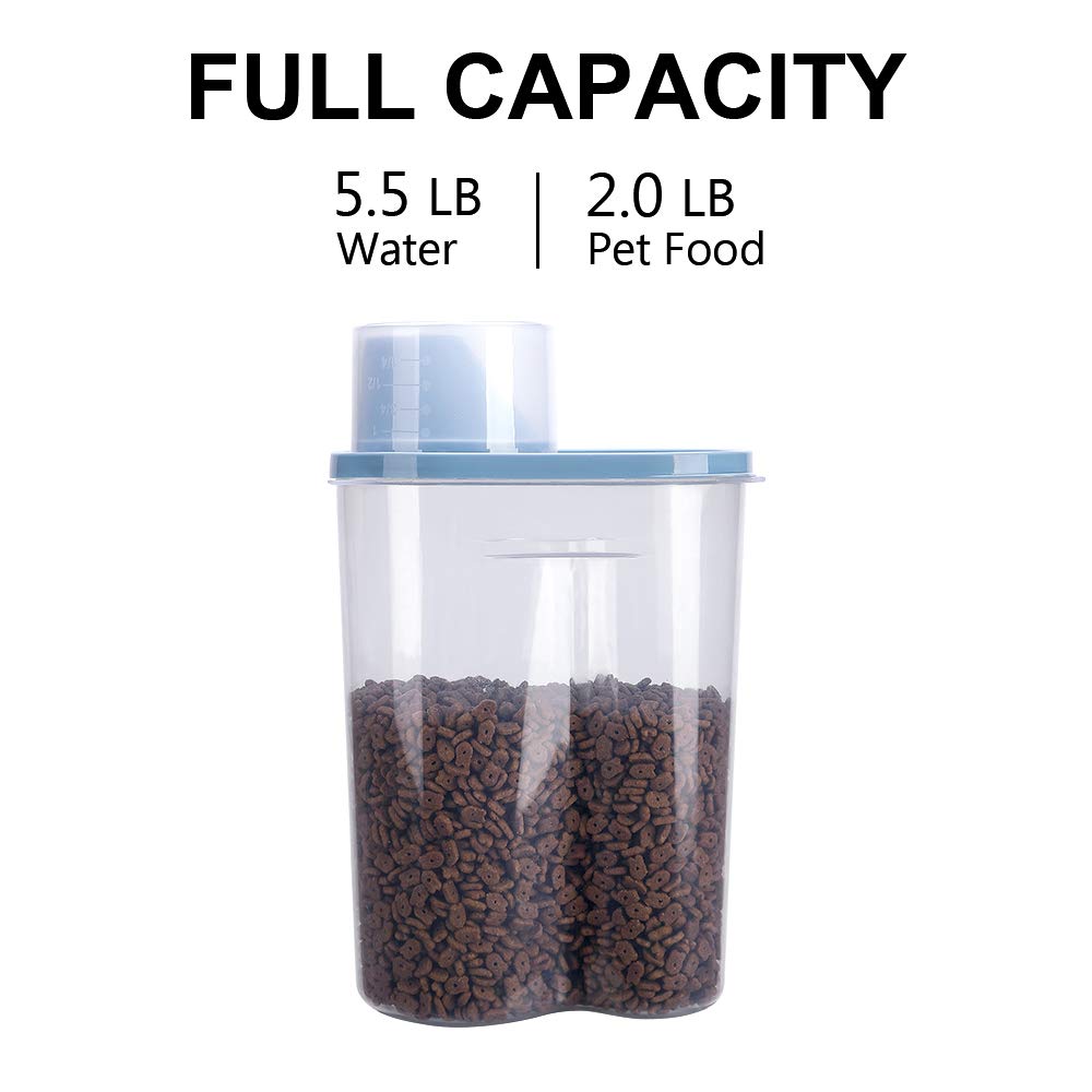 2 Pack 2lb/2.5L Pet Food Storage Container with Measuring Cup J272