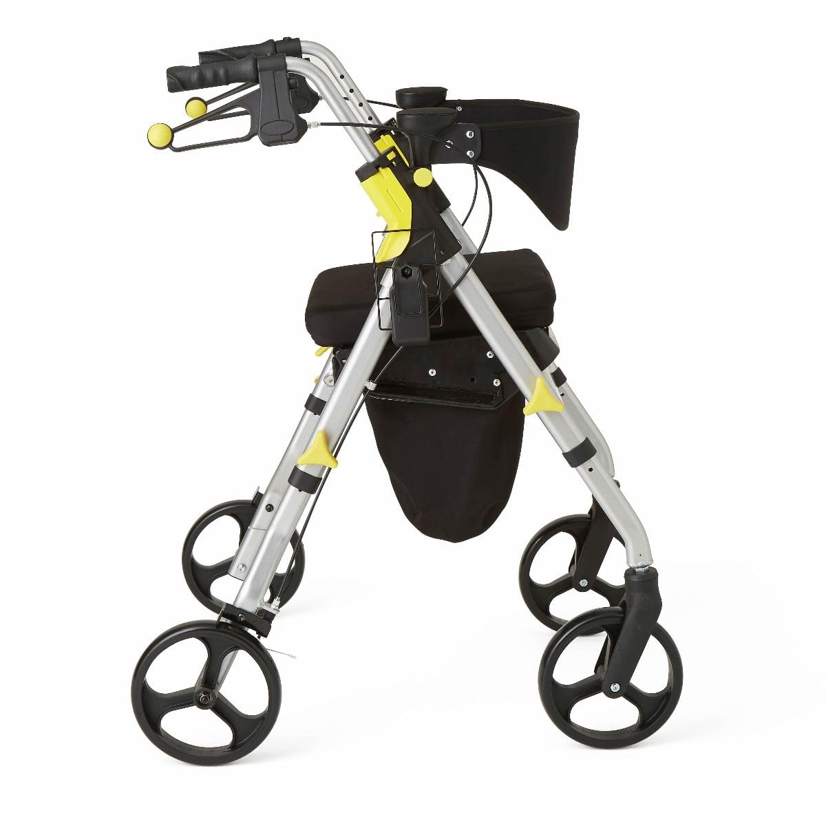 Folding Rolling Walker with Seat, 8-inch Wheels, Silver F4651