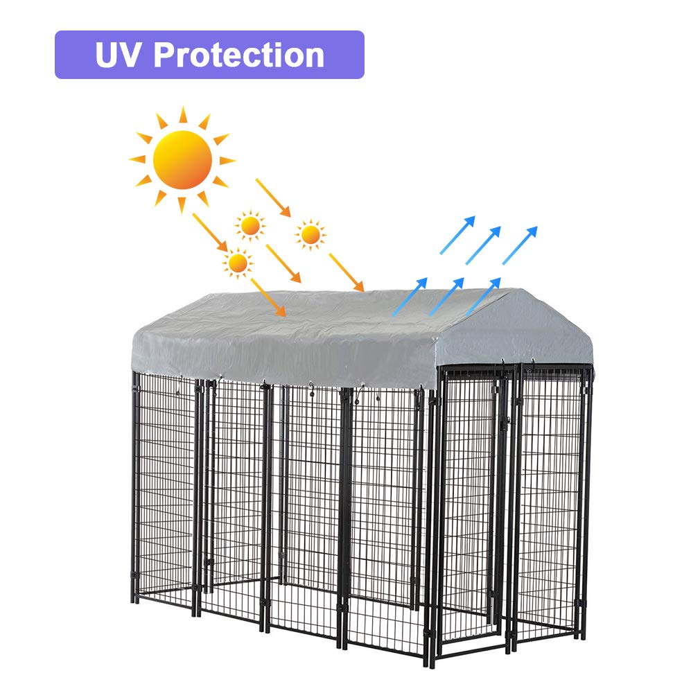 8'x4'x6' Heavy Duty Galvanized Metal Dog Kennel D206