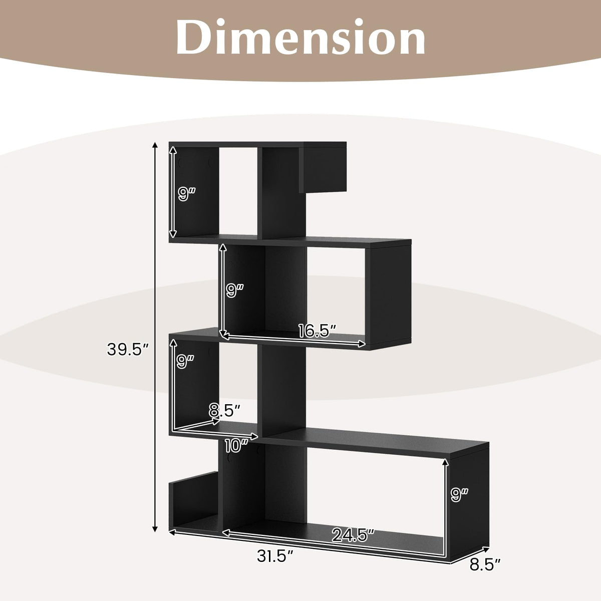 5-Tier Geometric Bookshelf E714229