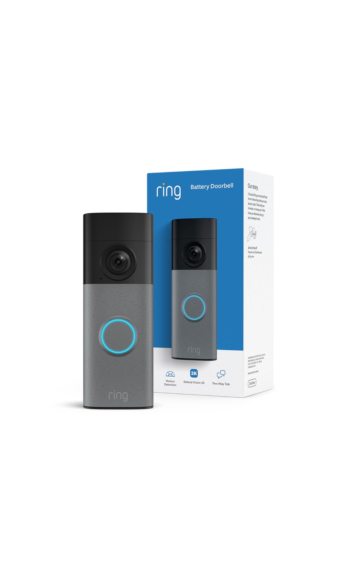 Battery Doorbell 2K Wide-Angle Speckled Gray X35416
