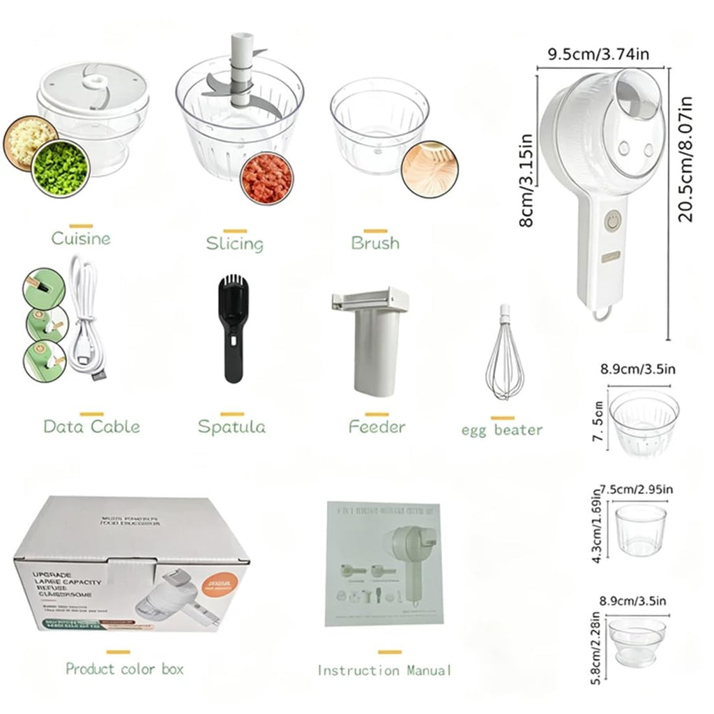 4 in 1 Handheld Electric Vegetable Cutter Set White H7843