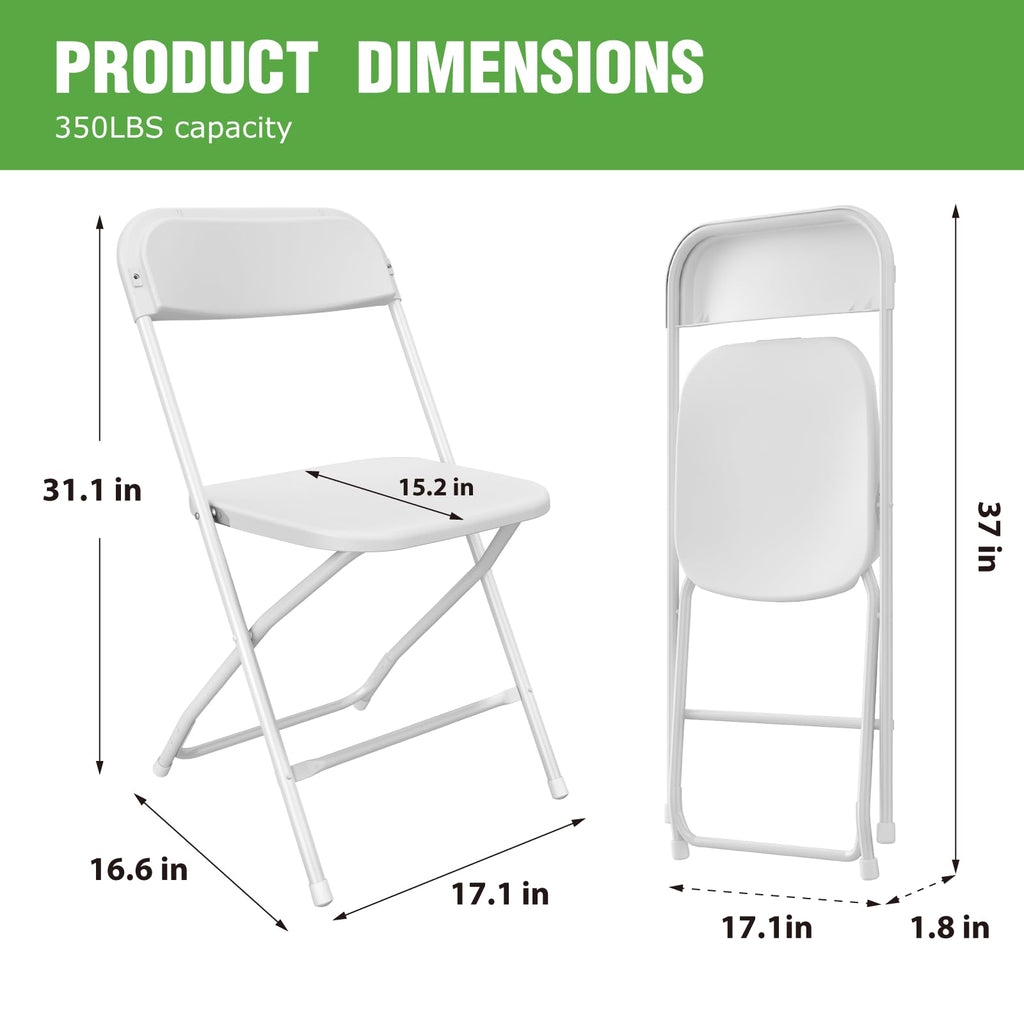 10 Pack White Plastic Folding Chair with Steel Frame F659