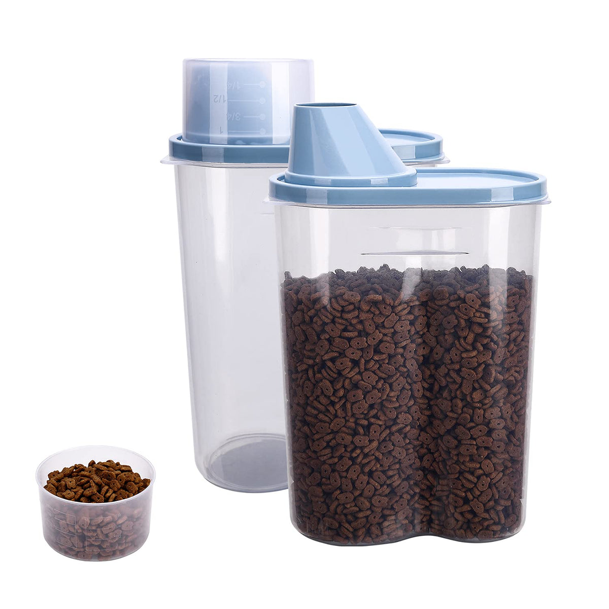 2 Pack 2lb/2.5L Pet Food Storage Container with Measuring Cup J272