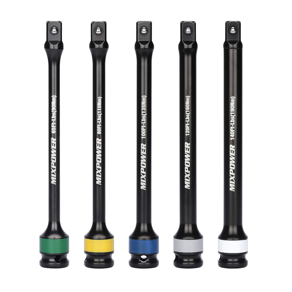 5 Piece 1/2" Drive Torque Limiting Socket Extension Bars S7990