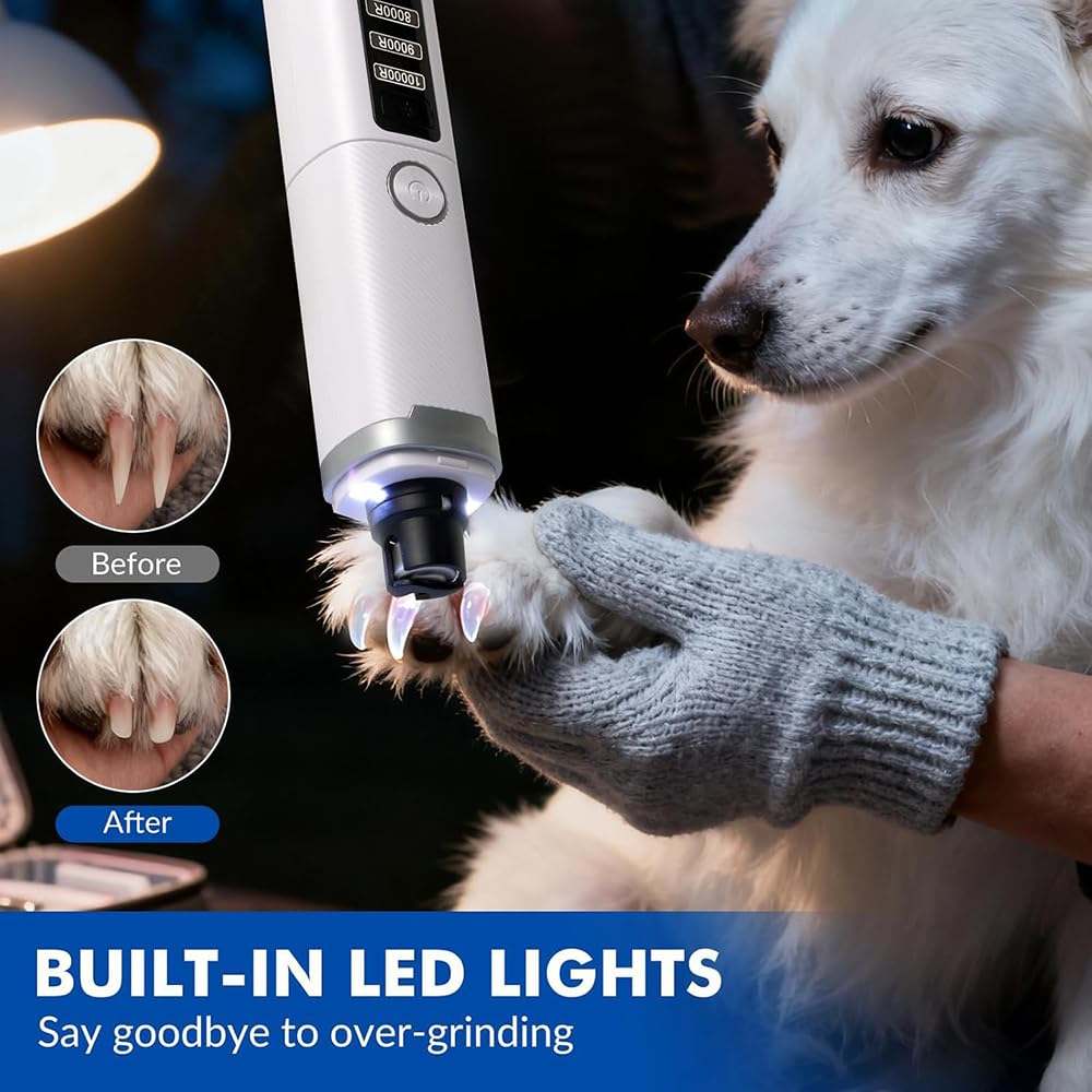 3 Speed Silent Rechargeable Pet Nail Grinder with 2 LED Lights P883