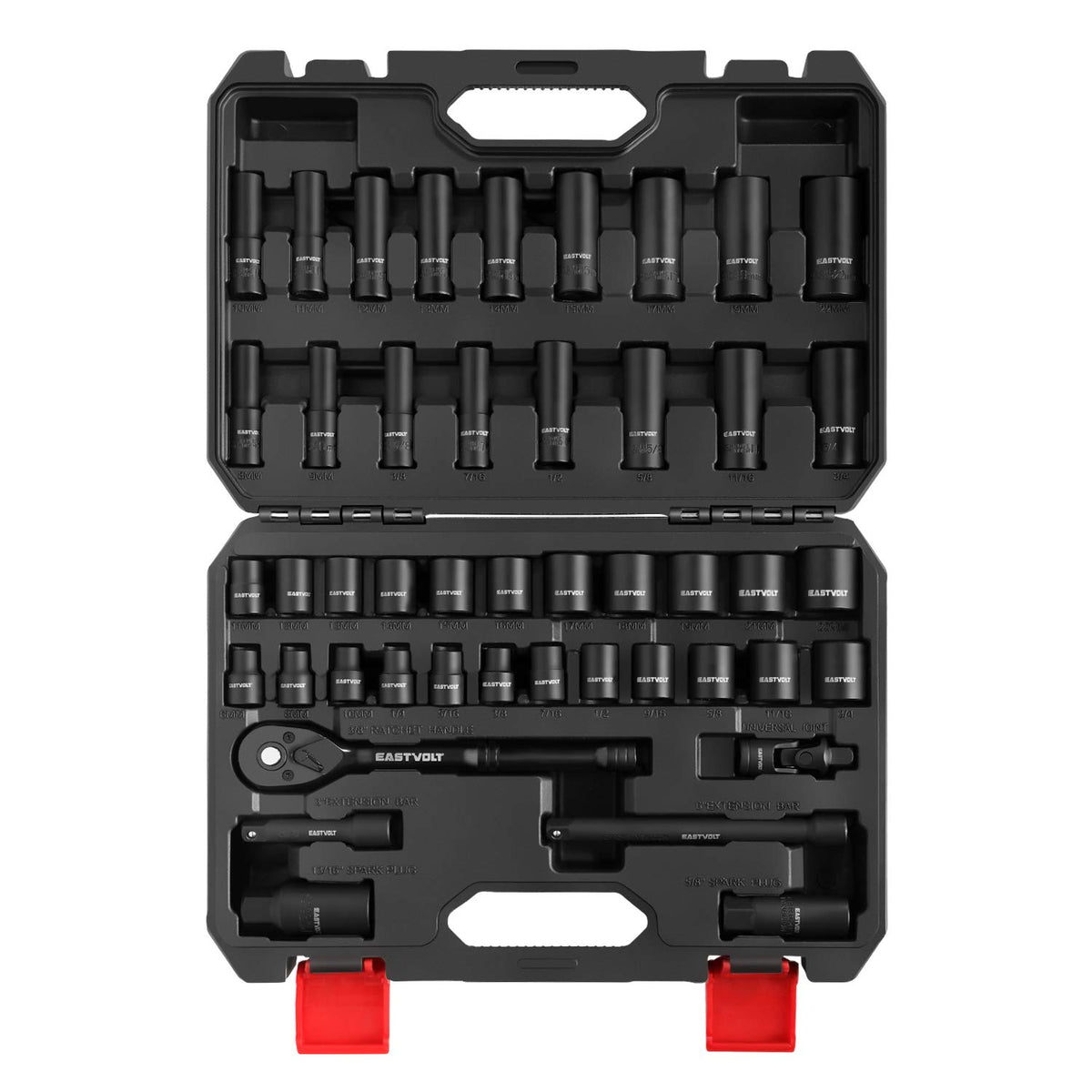 46 Pieces Drive Socket Ratchet Wrench Set with Storage Case Y879