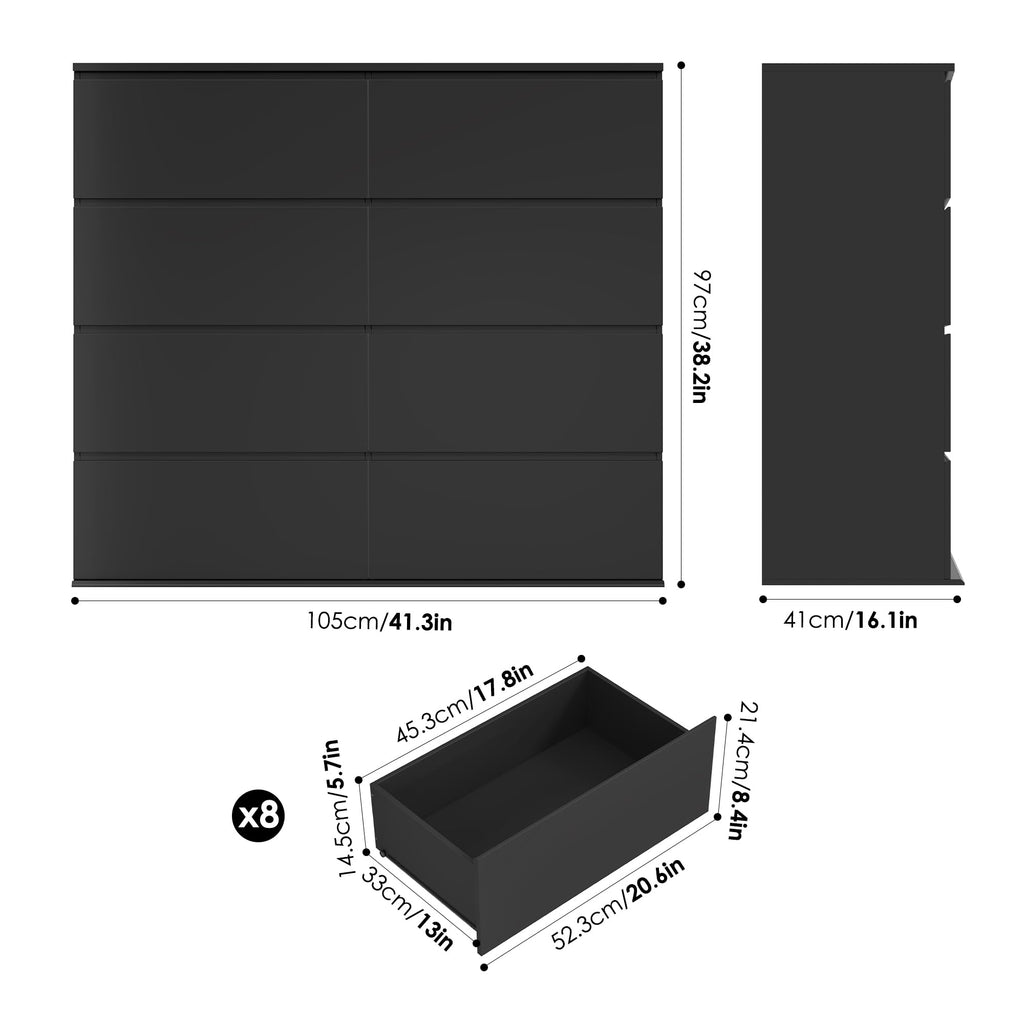 Black 8 Drawer Dresser W80688