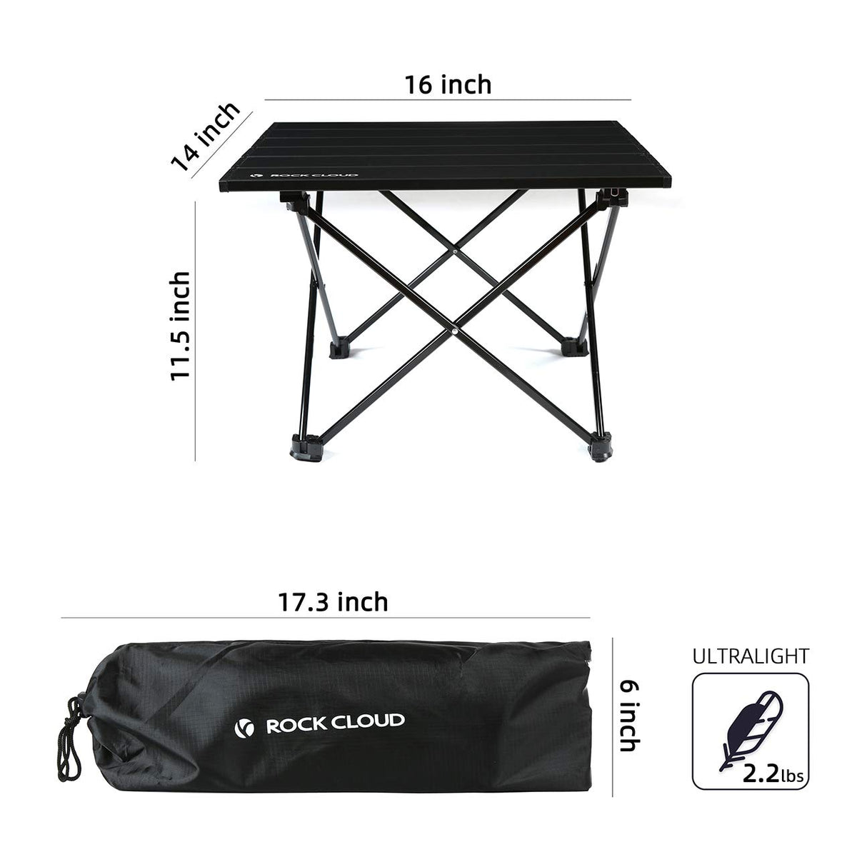 Portable Aluminum Folding Camping Table Black C973511