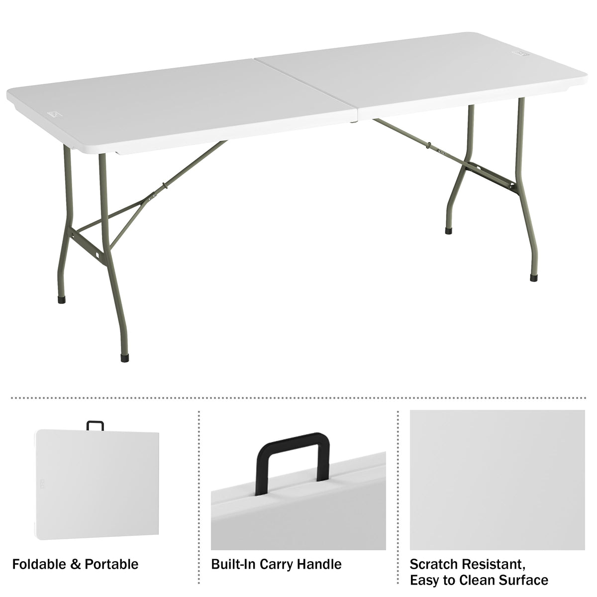 White 6ft Portable Folding Table N5304
