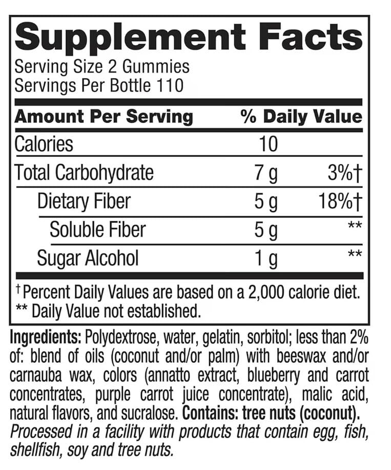 Sugar Free Fiber Gummies with Prebiotic 220 Count Q589