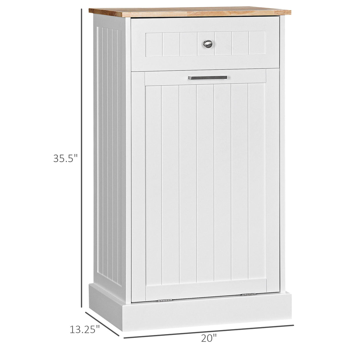 White Wooden 10 Gallon Tilt-Out Trash Cabinet with Drawer Z423307