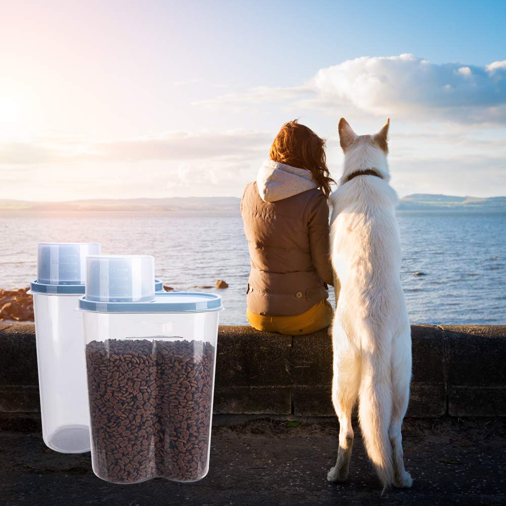 2 Pack 2lb/2.5L Pet Food Storage Container with Measuring Cup J272
