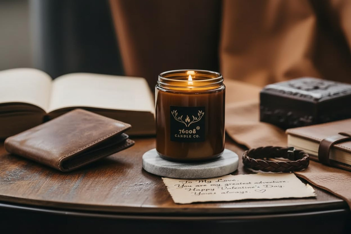 Leather & Whiskey Scented 16 oz Soy Wax Candle O9369