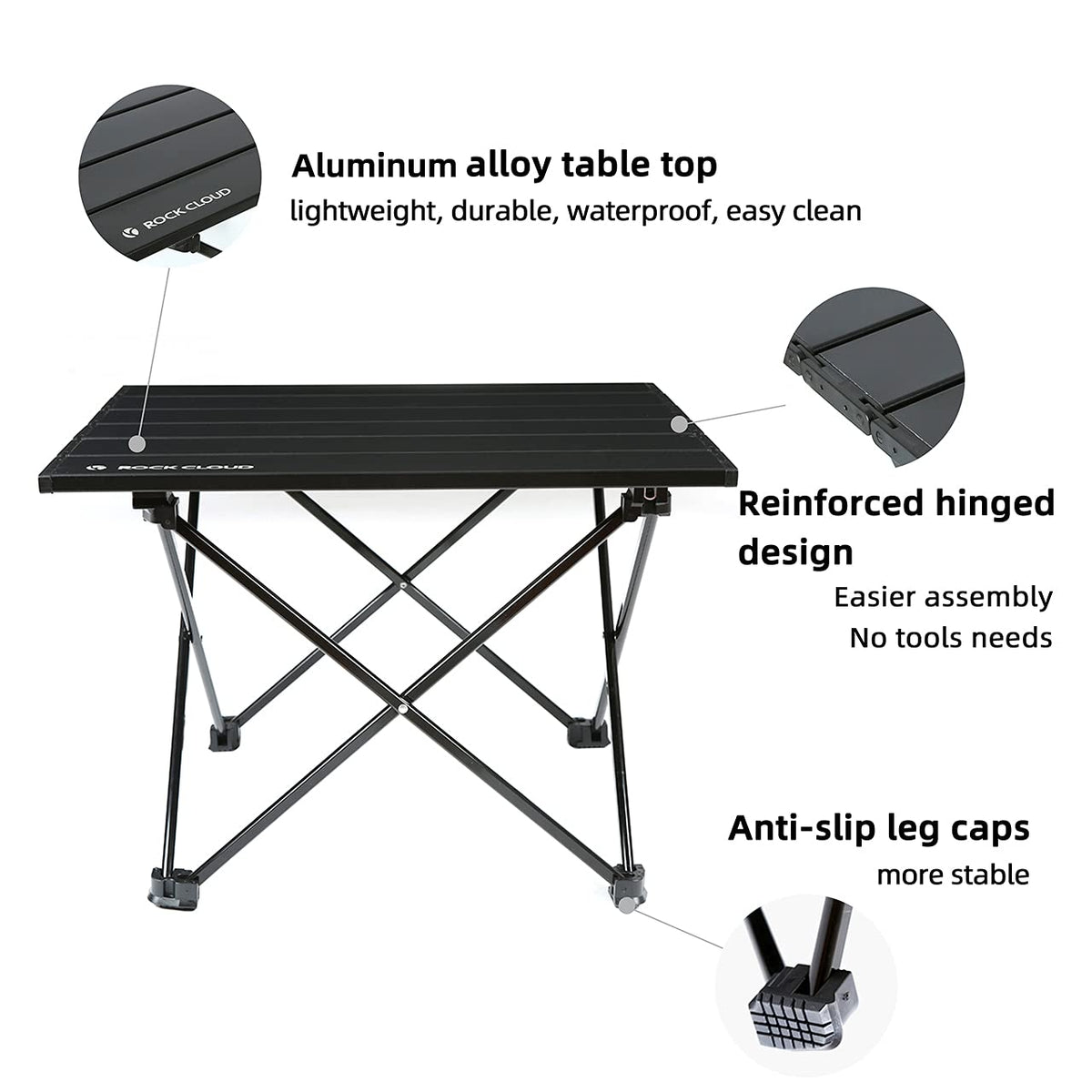 Portable Aluminum Folding Camping Table Black C973511