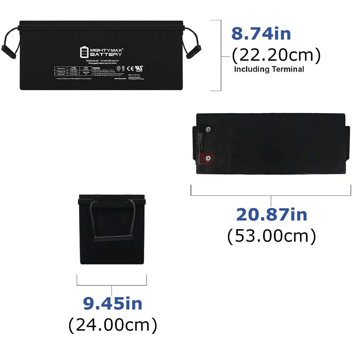 12V 200 Amps Sealed Lead-Acid Battery 4 Pack Z3792