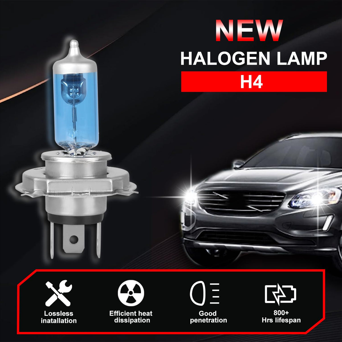 Halogen Headlight Bulb 4200k High Low Beam 2 PCS R710
