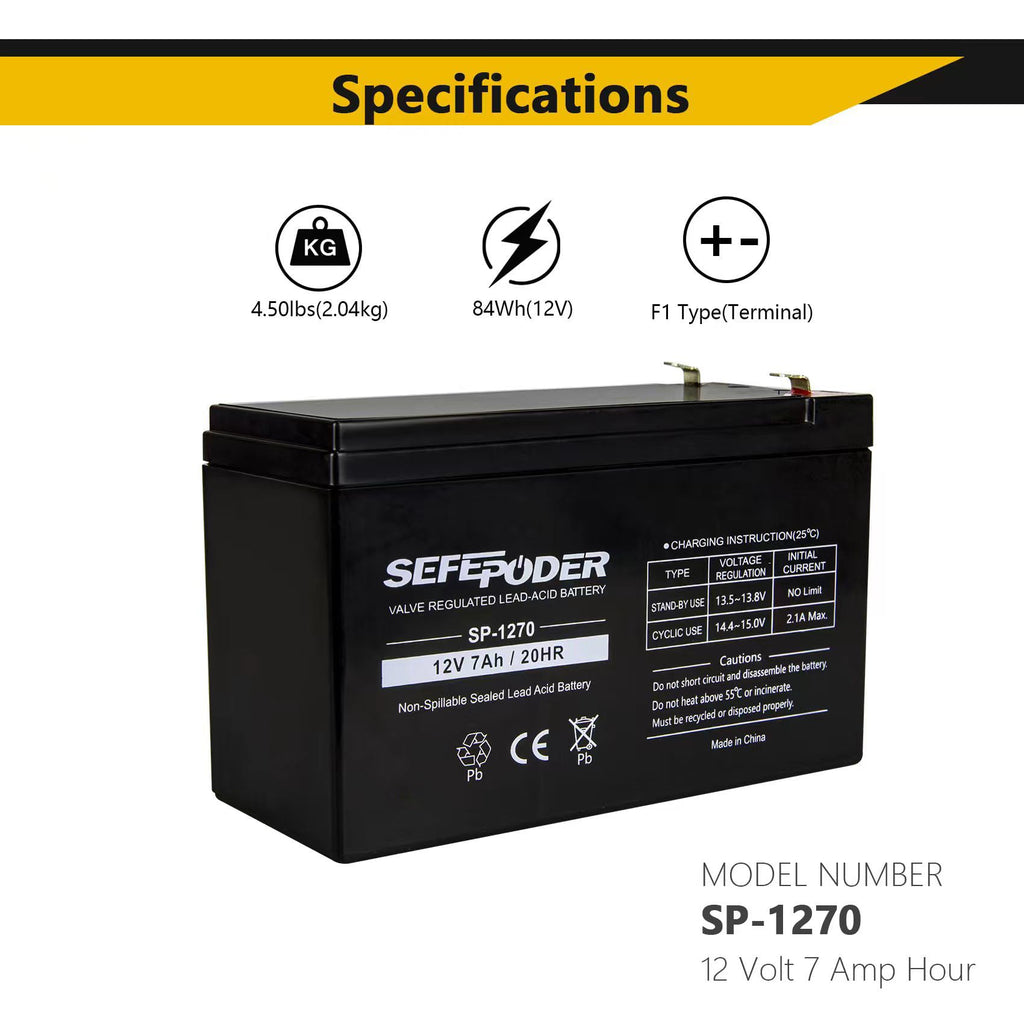 12 Volt 7ah Rechargeable Sealed Lead Acid Battery 2 Pack K56410