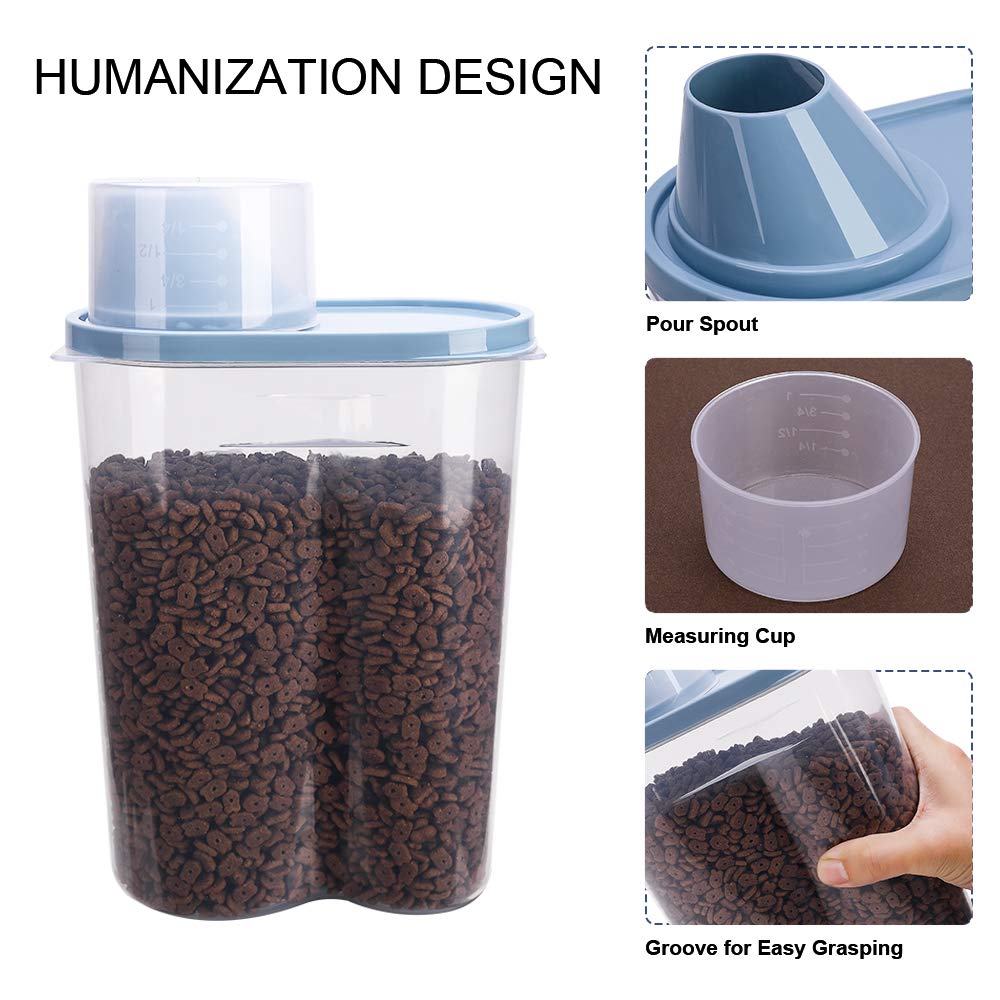 2 Pack 2lb/2.5L Pet Food Storage Container with Measuring Cup J272