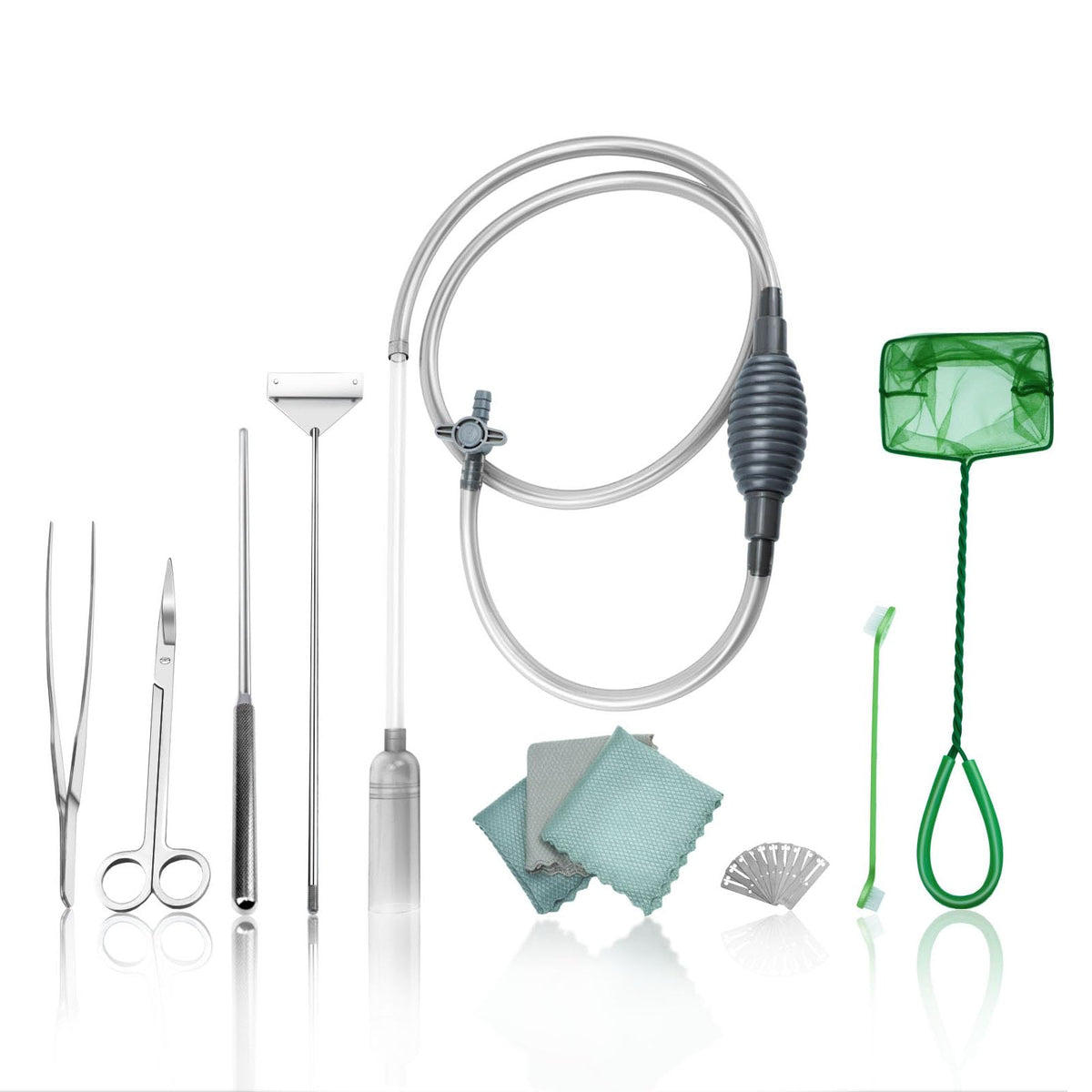 Fish Tank Cleaning Kit with Aquarium Siphon, Fish Net, and Algae Scraper C4993