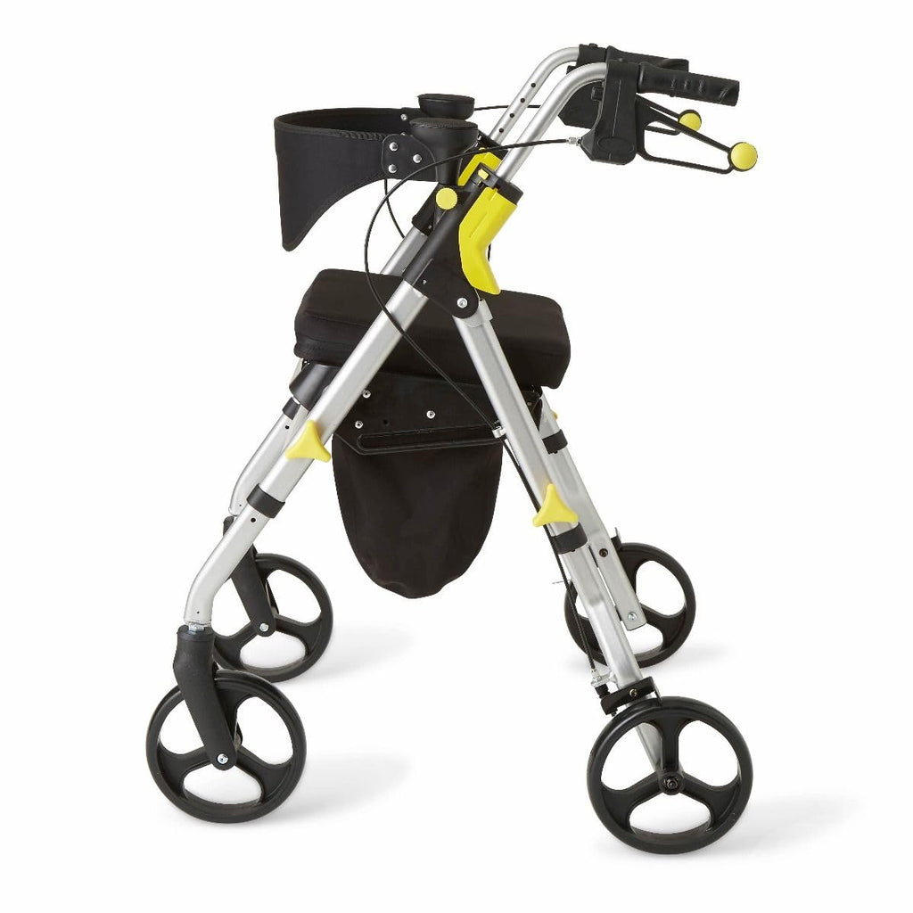 Folding Rolling Walker with Seat, 8-inch Wheels, Silver F4651