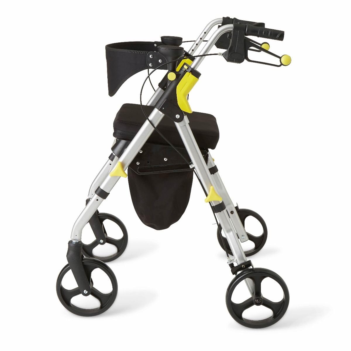 Folding Rolling Walker with Seat, 8-inch Wheels, Silver F4651