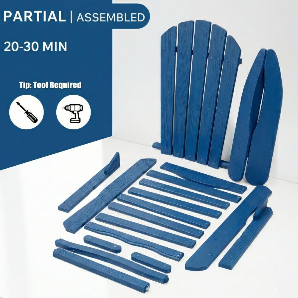 Folding Solid Cedar Wood Adirondack Chair C487914