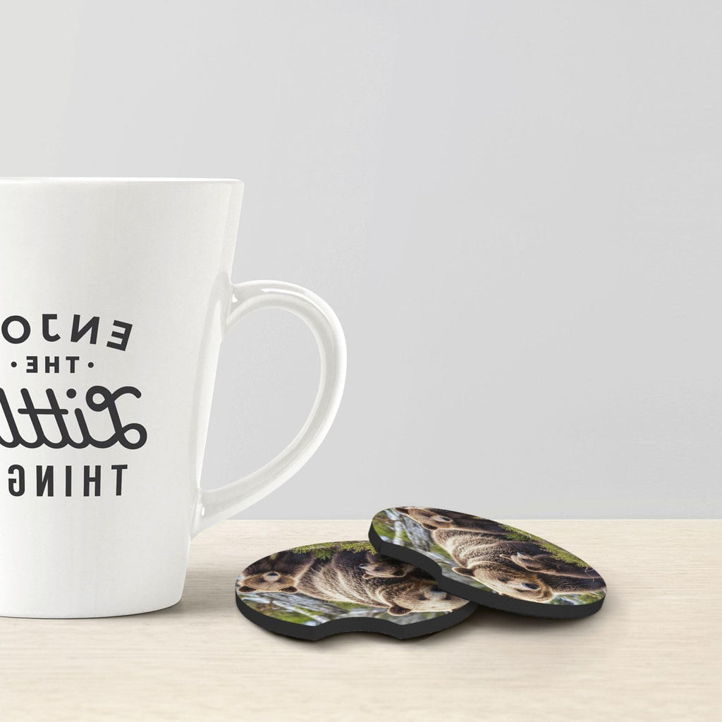Black Drink Coasters with Metal Holder Set of 2 Y993611