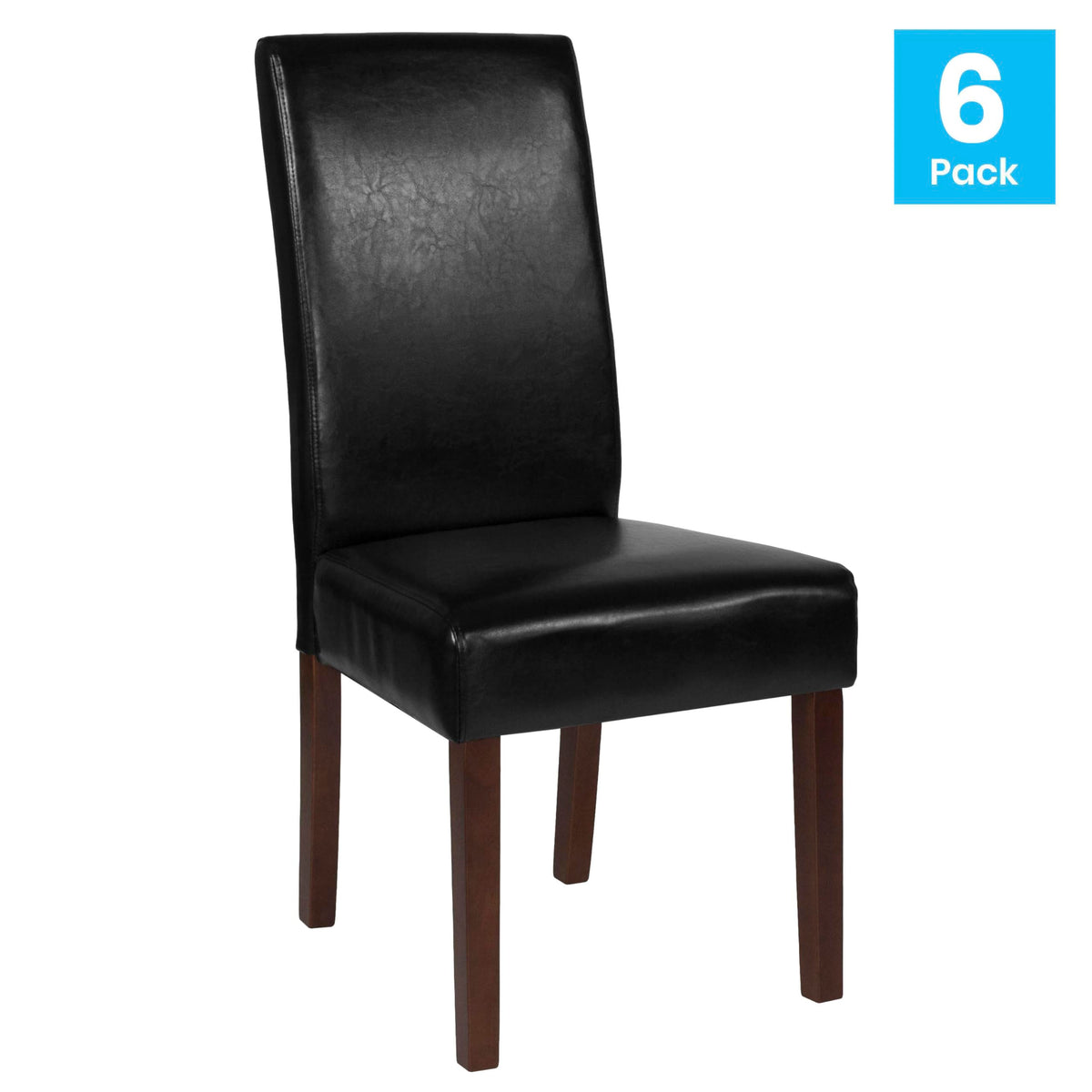 Black Faux Leather Parsons Chair 6-Pack B675330