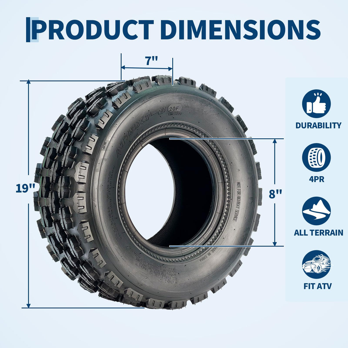 19x7-8 4-Ply Tubeless ATV/UTV Front Tires Set O68196