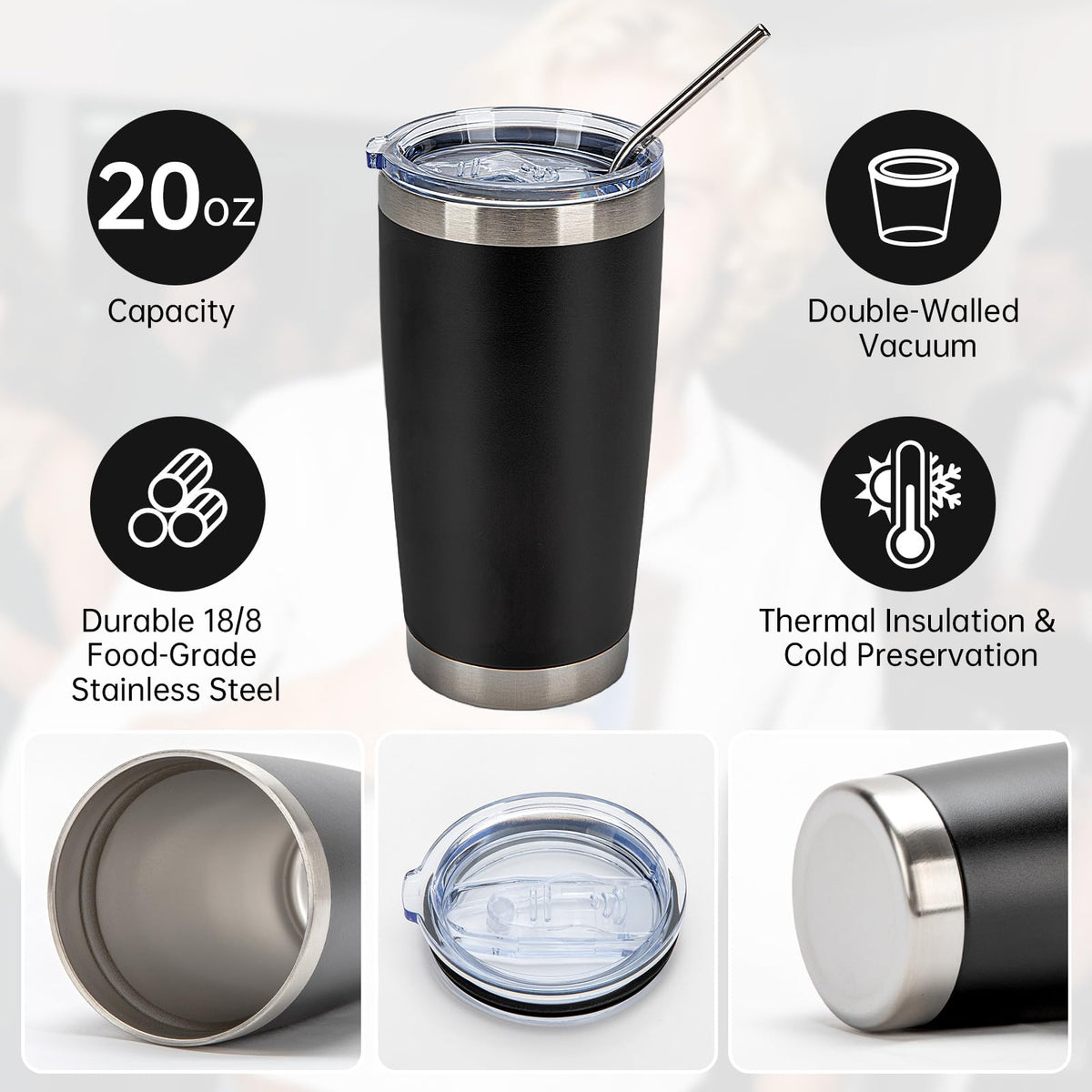 32 Pack 20oz Stainless Steel Insulated Tumblers with Lid & Straw Z644