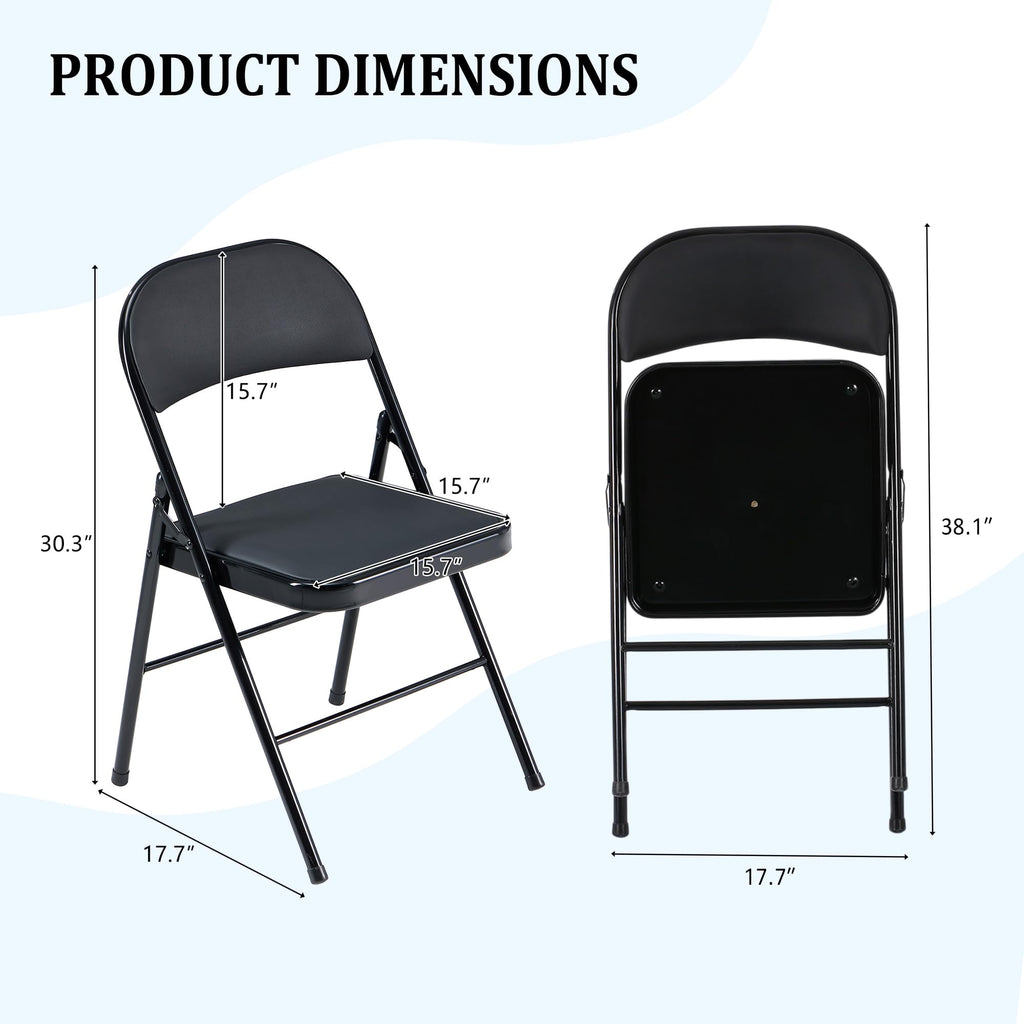 Black Folding Chairs 10-Pack Padded Heavy Duty Steel Frame A99978