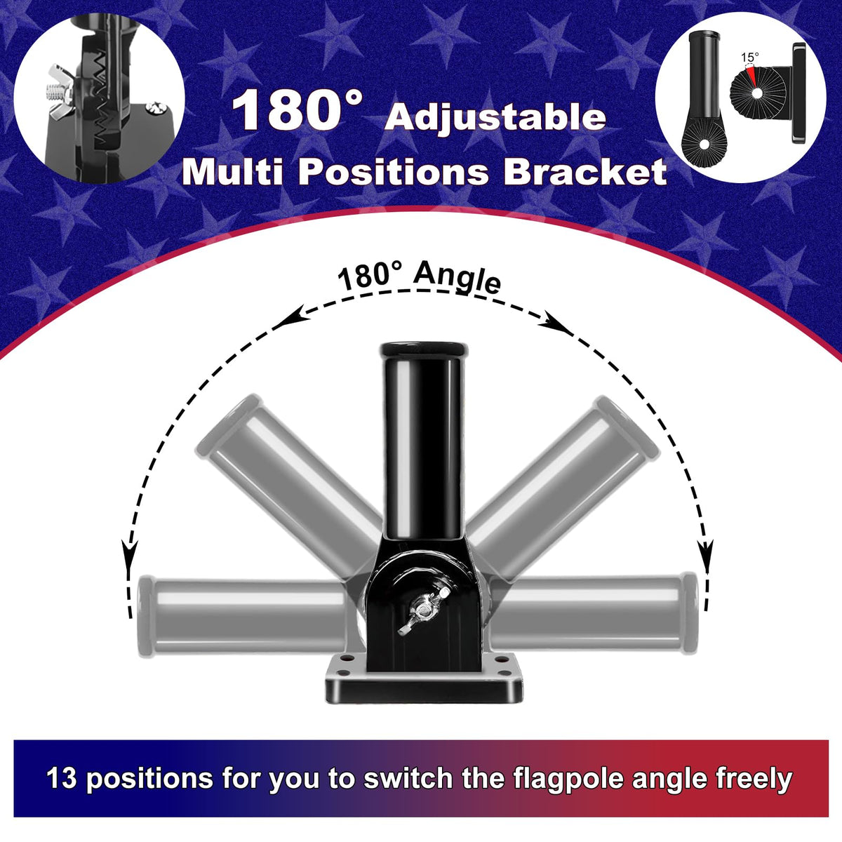 2 Pack 6FT Black Stainless Steel Flag Pole Kit with Solar Light Z466285