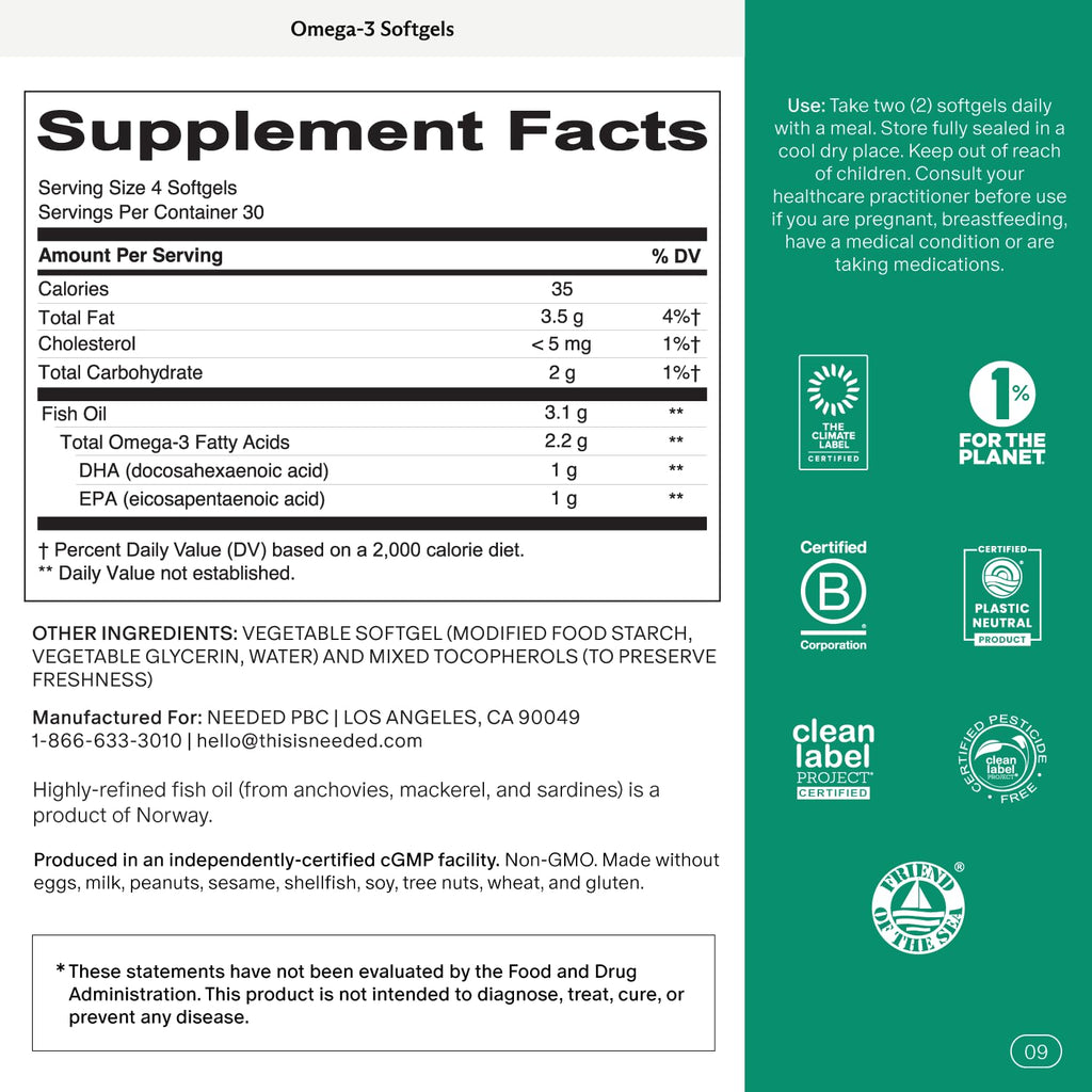 Prenatal Omega-3 Fish Oil 1000mg DHA 1000mg EPA Gelatin-Free Softgel X667