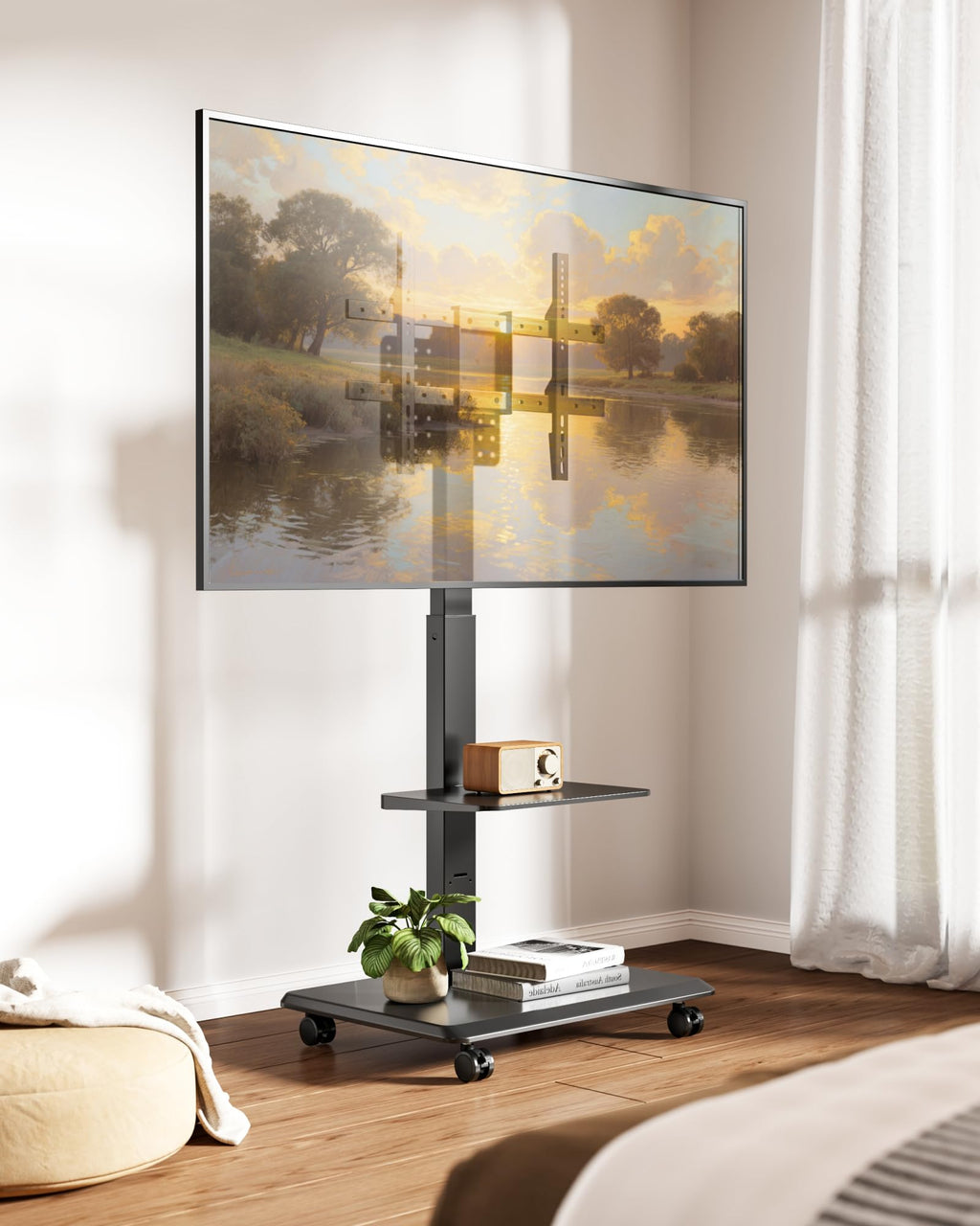 Black Rolling TV Stand for 37-86 Inch TVs W2999