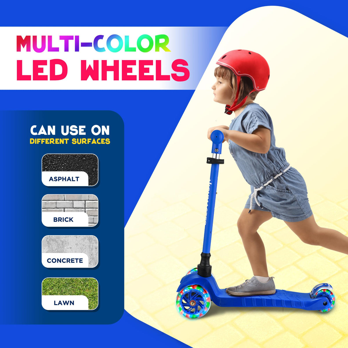 Kids 3 Wheel Kick Scooter with Adjustable Handlebar and LED Wheel Lights T211839
